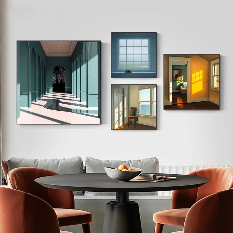Interior Design Poster - الشمال نافذة خارج المشهد قماش اللوحة