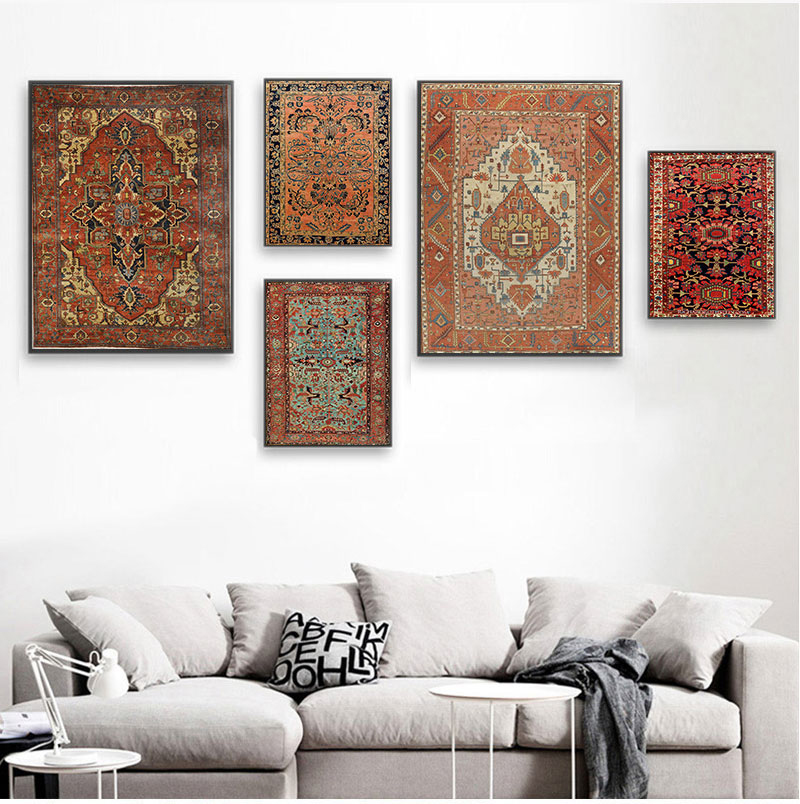 Printed Rug Abstract - (بدون إطار) لوحة فنية جدارية قماشية