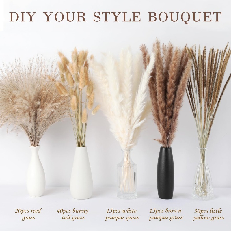 120 قطعة من باقة الأعشاب المجف - مراجعة Dried Pampas Bundle وسعره