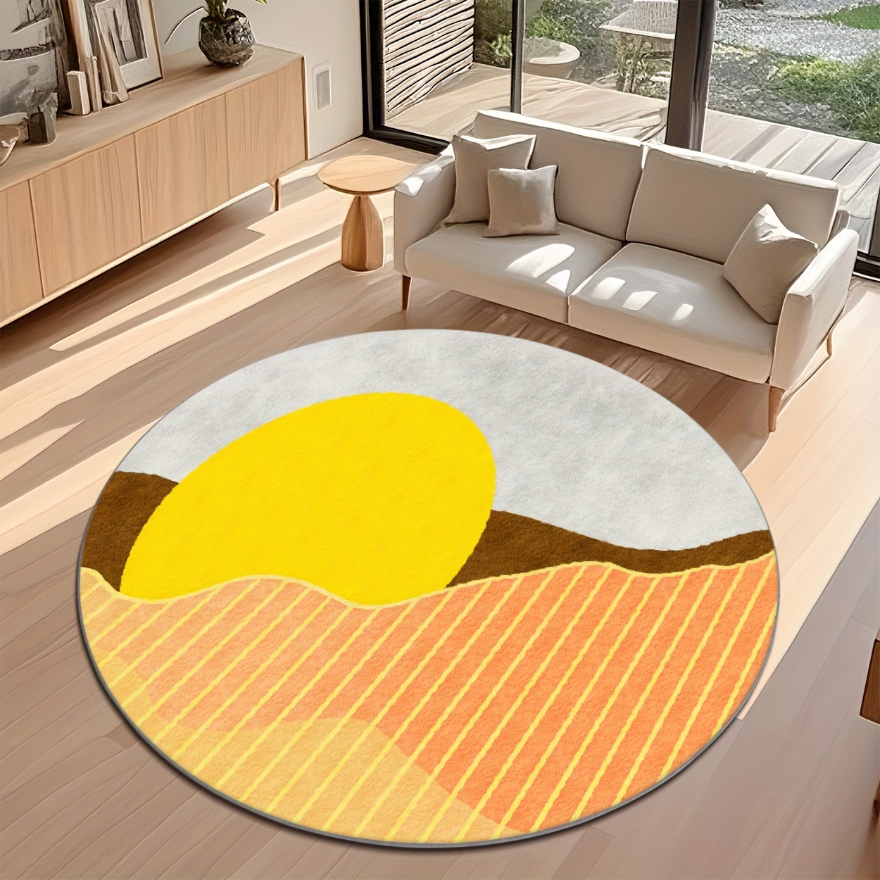 سجادة دائرية بتصميم عصري من من - مراجعة Printed Rug Abstract وسعره