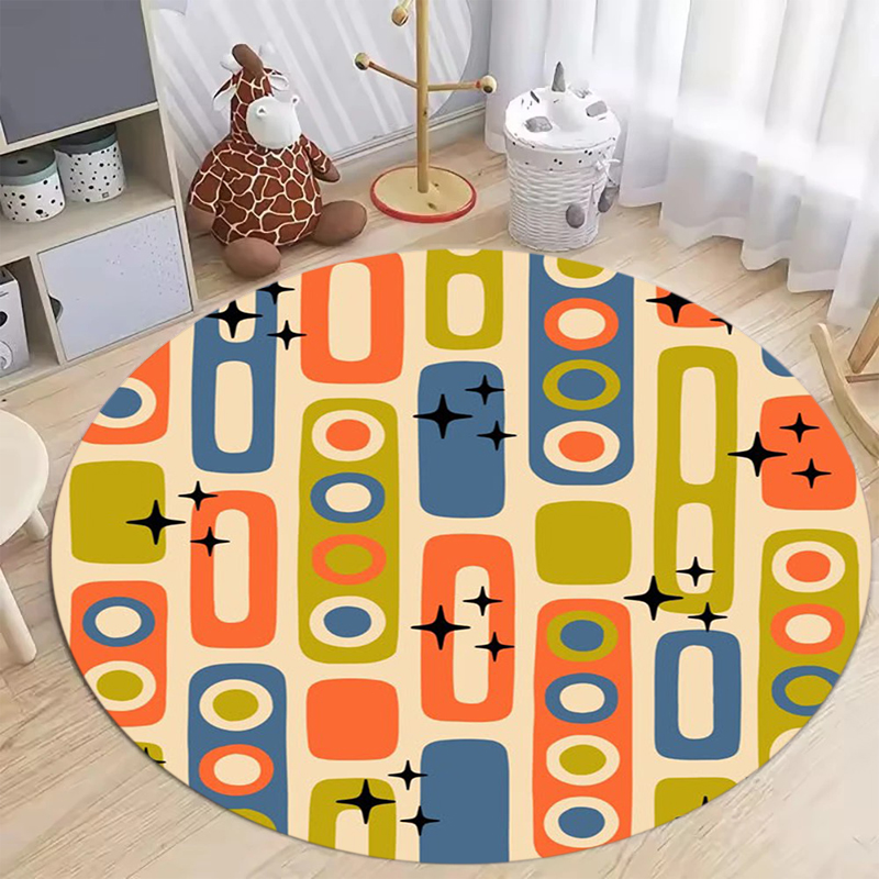 سجادة دائرية هندسية بتصميم عصر - مراجعة Printed Rug Abstract وسعره