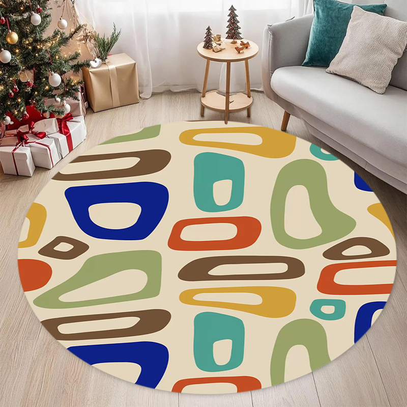 سجادة دائرية هندسية بتصميم عصر - مراجعة Printed Rug Abstract وسعره