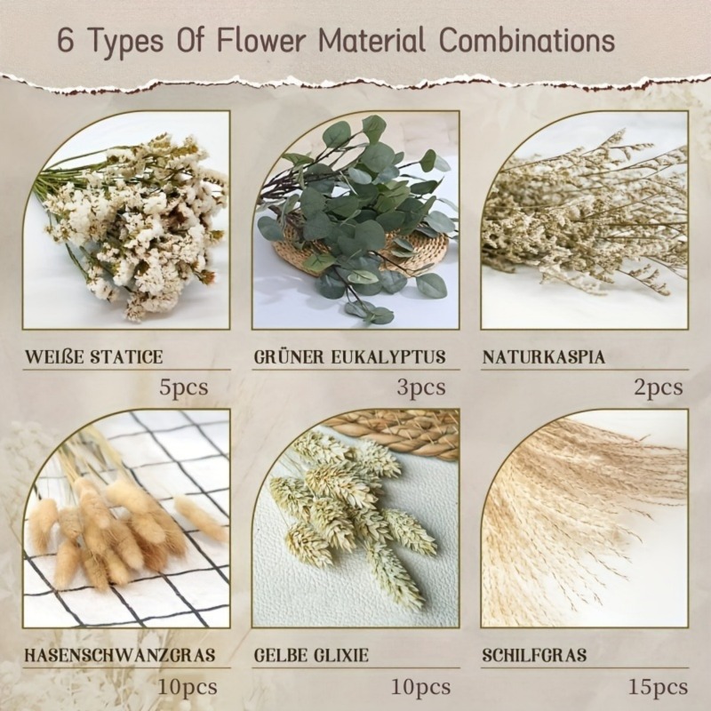45 قطعة من الزهور المجففة المخ - مراجعة Dried Pampas Bundle وسعره
