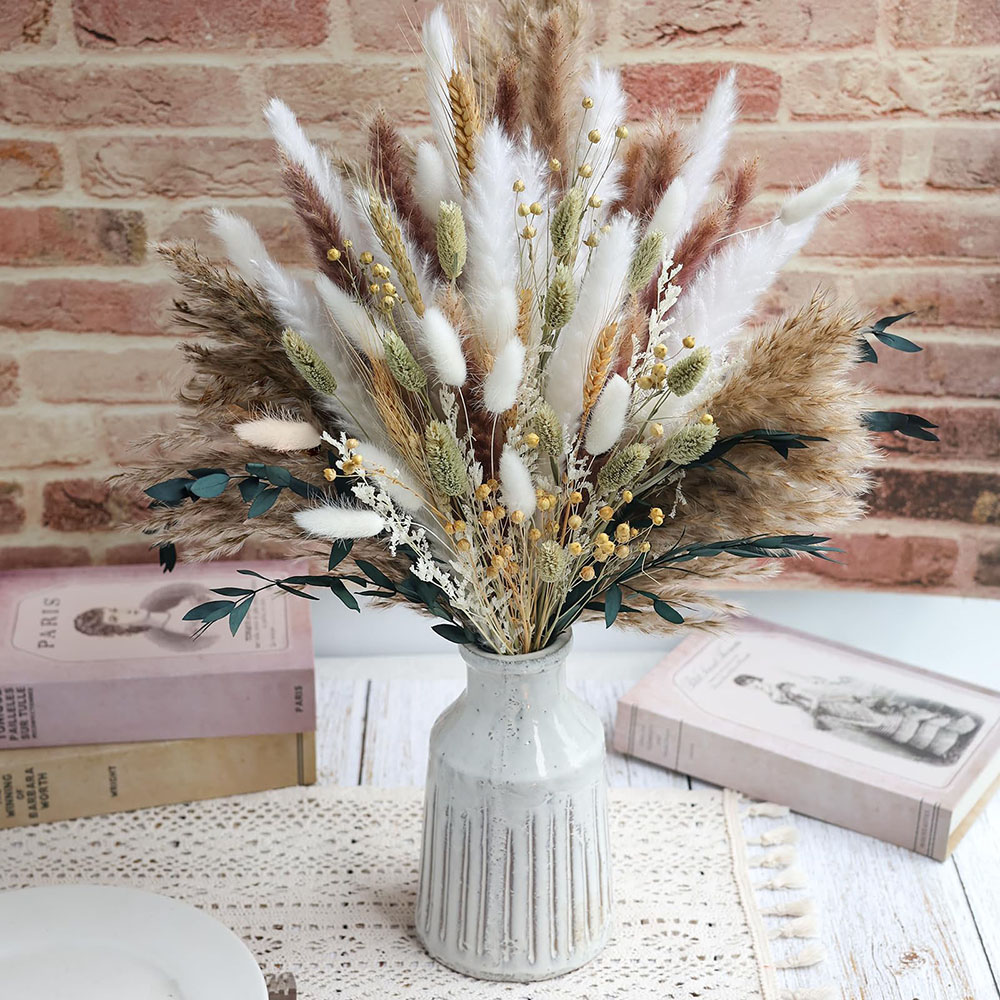 100 قطعة باقة عشب بامباس المجف - مراجعة Dried Pampas Bundle وسعره