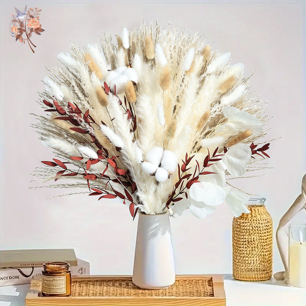70 قطعة باقة زهور بامباس المجف - مراجعة Dried Pampas Bundle وسعره