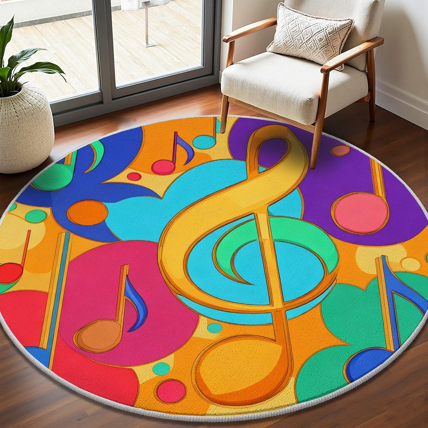 سجادة دائرية مزخرفة بنمط نوتات - مراجعة Printed Rug Abstract وسعره