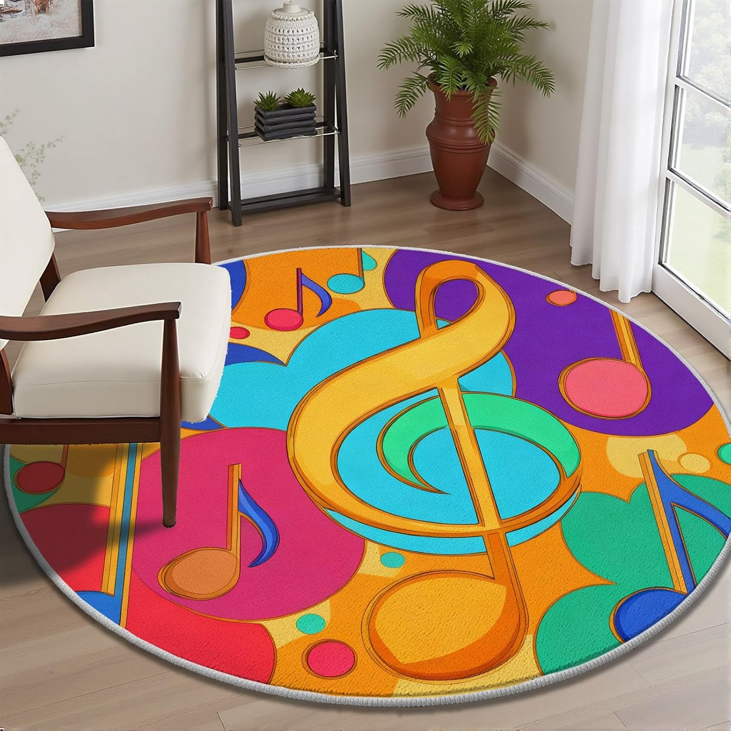 سجادة دائرية مزخرفة بنمط نوتات - مراجعة Printed Rug Abstract وسعره