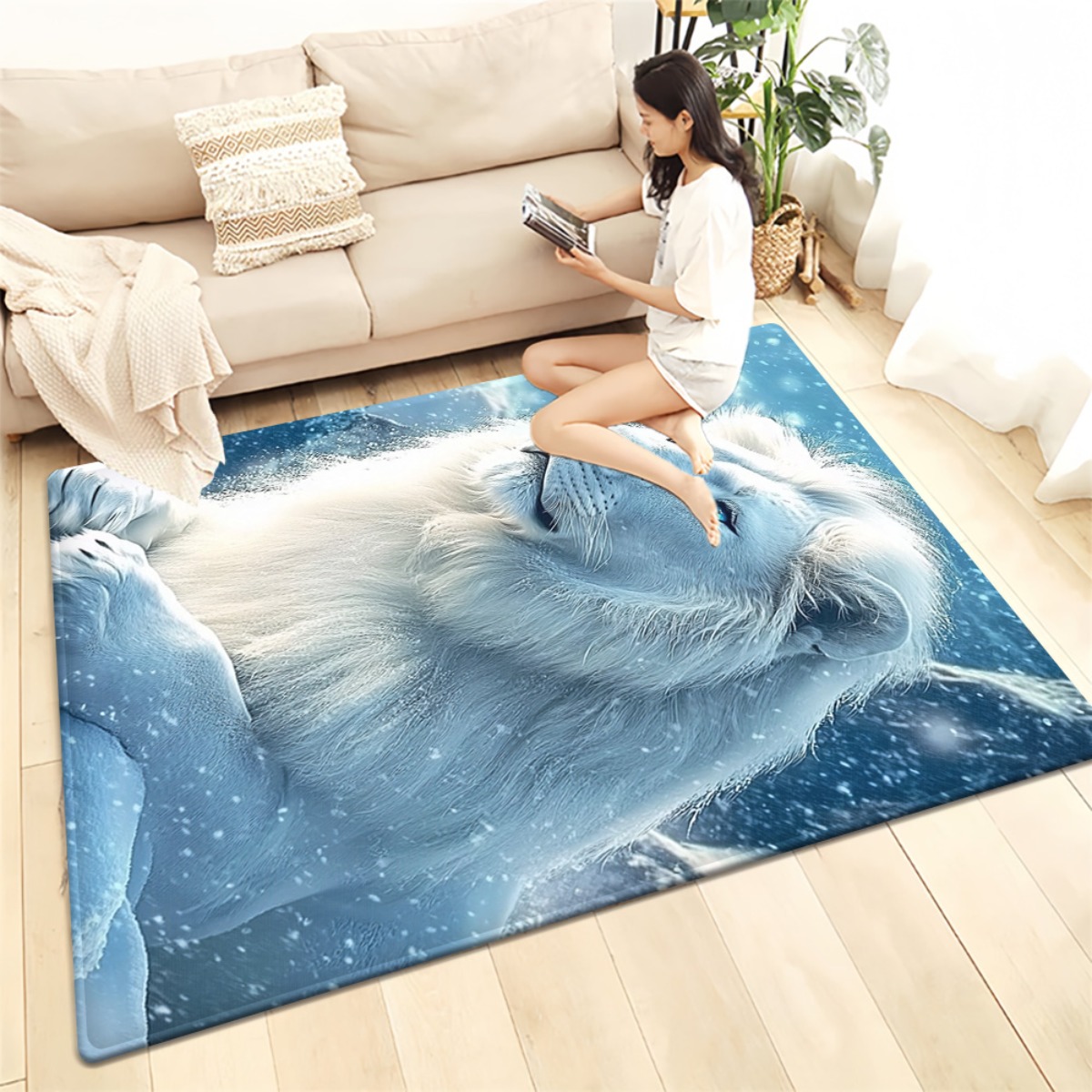 سجادة فاخرة بتصميم أسد الثلج،  - مراجعة Printed Rug Abstract وسعره
