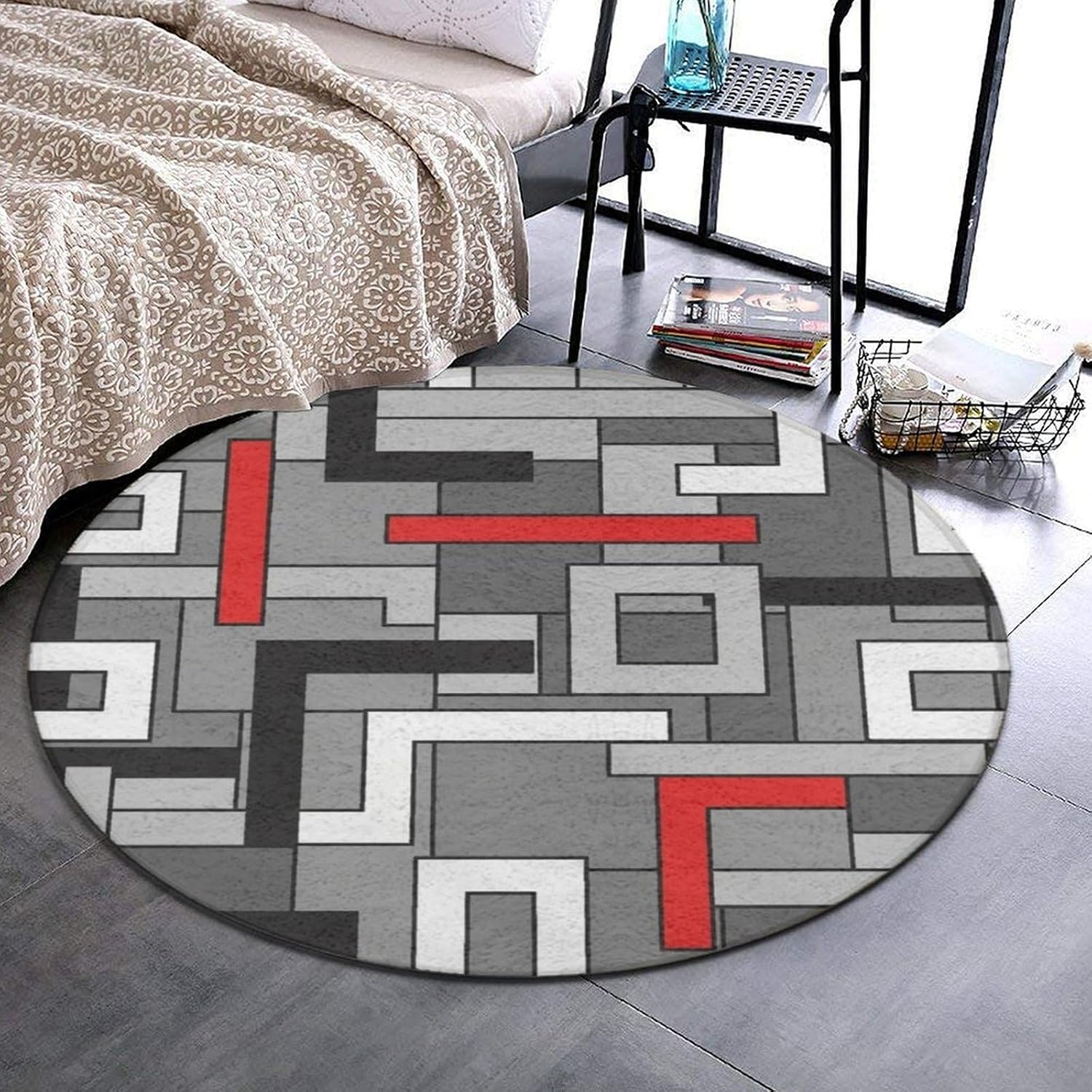 سجادة حمام دائرية هندسية مجردة - مراجعة Printed Rug Abstract وسعره